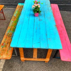 vintage table and bench