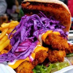buttermilk chicken fried burger fries