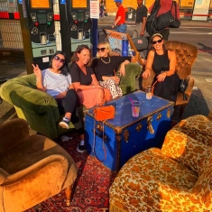 vintage furniture street food market shoreditch outdoor seating