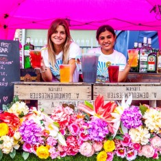 Flowery cocktail bar at Urban Food Fest street food market in Shoreditch
