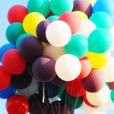 Huge bunch of colourful party balloons