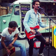 Band playing at Shoreditch street food market